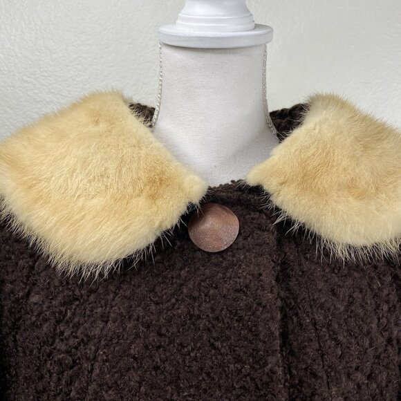 Fisher's Lincoln Park Coat Brown Sz M/L Fur Collar 3/4 Sleeves Union Outlander - Picture 6 of 15